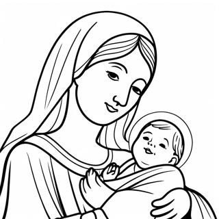 Maria och Baby Jesus Målarbild | Julkrubba målarbild