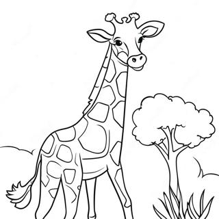 Giraff med färgglada fläckar färgläggningssida | Bokstaven G målarbild