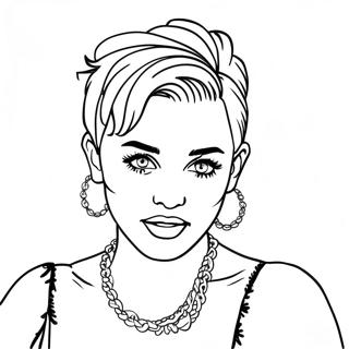 Miley Cyrus med färgglatt hår färgläggningssida | Miley Cyrus målarbild