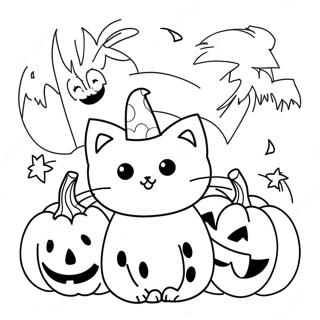 Halloween-katter färgläggningssida | Halloween Katter målarbild