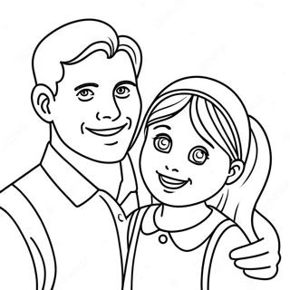 Pappa och dotter rolig dag färgläggningssida | Pappa och Dotter målarbild