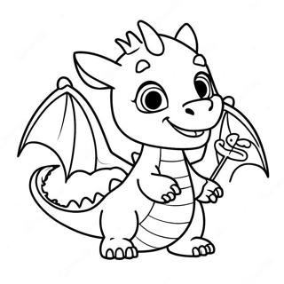 Glad babydrake som leker färgläggningssida | Baby Draken målarbild