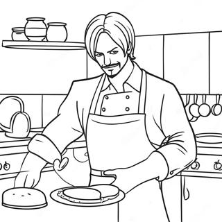Sanji Lagar Läckra Måltider Målarbild | Sanji målarbild