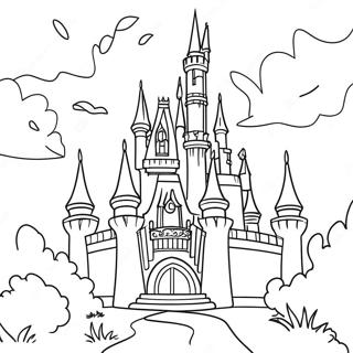 Disney Slott Färgläggningssida | Disney Slott målarbild