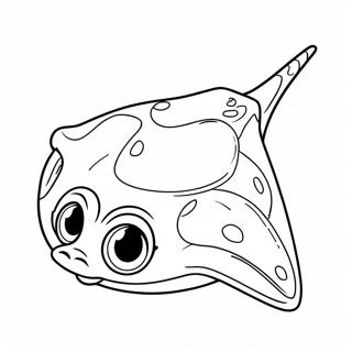 Söt Stingray med Stora Ögon Färgläggningssida | Sting Ray målarbild
