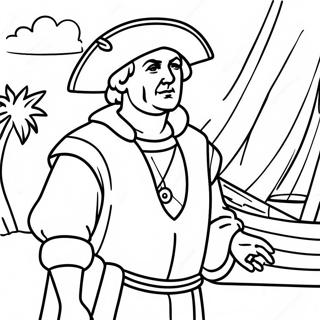 Christofer Columbus upptäcker Amerika färgläggningssida | Christofer Columbus målarbild