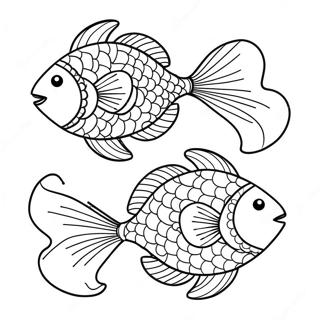 Söt Fisk i Fiskarna Färgläggningssida | Fiskarna målarbild