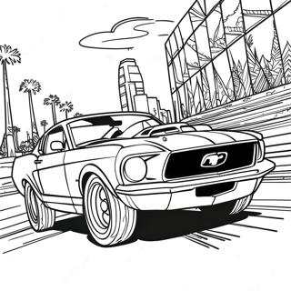 Ford Mustang Racing i Aktion Målarbild | Ford Mustang målarbild