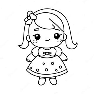 Kawaii Flicka i Bedårande Klänning Målarbild | Kawaii Flicka målarbild