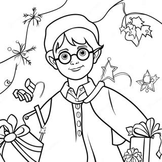 Harry Potter julfärgläggningssida | Harry Potter Jul målarbild