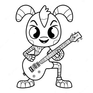 Cool Spindel Punk med Elgitarr Färgläggningssida | Spindel Punk målarbild