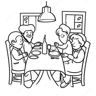 Glädjefylld Shabbos Middagsbord Färgläggningssida | Sabbat målarbild