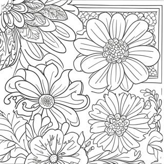 Chinoiserie Blomster Mönster Färgläggningssida | Kinesisk stil målarbild