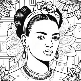 Frida Kahlo Porträtt Färgläggningssida | Frida Kahlo målarbild
