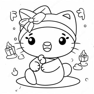 Färgläggningssida med God Jul Hello Kitty | God Jul Hello Kitty målarbild