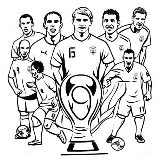 Spännande VM i fotbollsspelare färgläggningssida | VM Fotboll målarbild