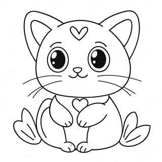 Söt Katt Valentine med Hjärta Målarbild | Katt Valentine målarbild