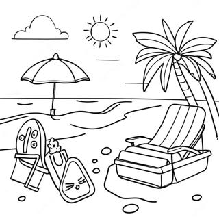 Preppy Sommar Strandscen Målarbild | Preppy Sommar målarbild