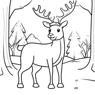 Realistisk Ren i ett Vinterlandskap Färgläggningssida | Realistisk Ren målarbild