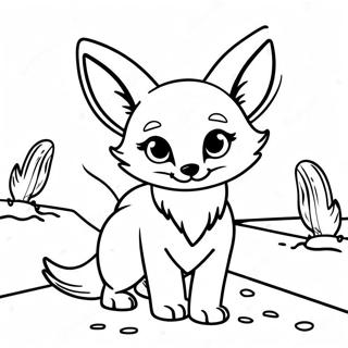 Söt Fennec Räv i Öken Målarbild | Fennec Räv målarbild