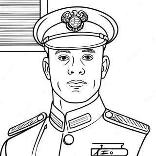 Marine Corps-soldat i uniform färgläggningssida | Marinkåren målarbild