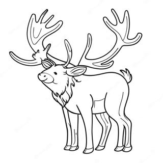 Majestätisk Ren med Horn Färgläggningssida | Realistisk Ren målarbild