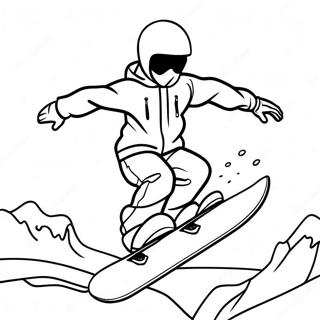 Cool snowboardåkare i aktion färgläggningssida | Snowboardåkning målarbild