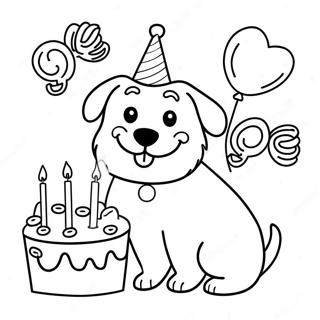Hund Födelsedagsfest Målarbild | Hundfödelsedag målarbild