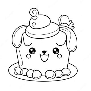 Söt Valp Födelsedagstårta Målarbild | Hundfödelsedag målarbild