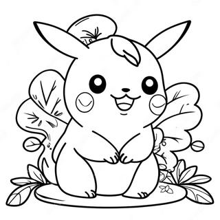 Pikachu med Thanksgiving Kalkon Målarbild | Pokemon Tacksägelse målarbild