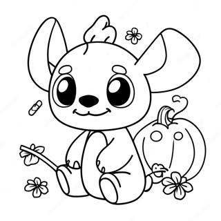 Söt Halloween Stitch med pumpa färgläggning | Halloween Stygn målarbild