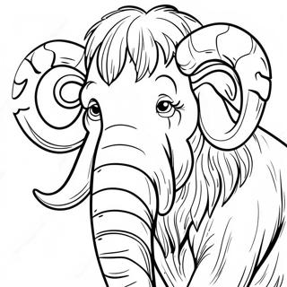 Ullig mammut målarbok | Ullhårig Mammut målarbild
