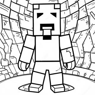 Minecraft Steve med diamantrustning målarbok | Minecraft Steve målarbild