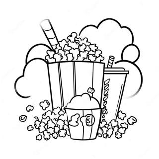 Popcorn och Läsk på Biografen Målarbok | Biograf målarbild