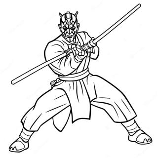 Darth Maul med dubbel ljussabel färgläggningssida | Darth Maul målarbild