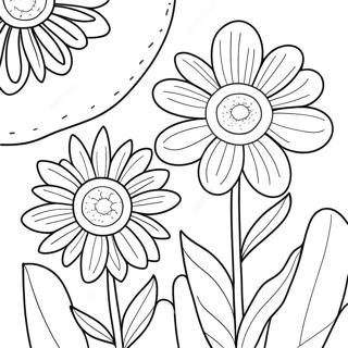 Sommarblommor färgläggningssida | Sommarblommor målarbild