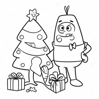 SpongeBob och Patrick dekorerar en julgran färgläggning | SpongeBob jul målarbild