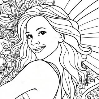 Shakira dansar med färgglad bakgrund målarbok | Shakira målarbild