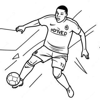 Mbappe Aktionsbild Färgläggningssida | Mbappe målarbild