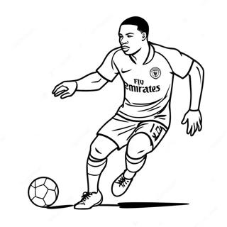 Mbappe Dribblar Förbi Försvarare Färgläggningssida | Mbappe målarbild