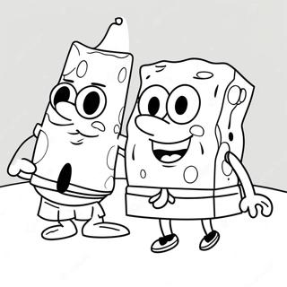 Färgläggningssida med glada SpongeBob och Patrick | SpongeBob och Vänner målarbild