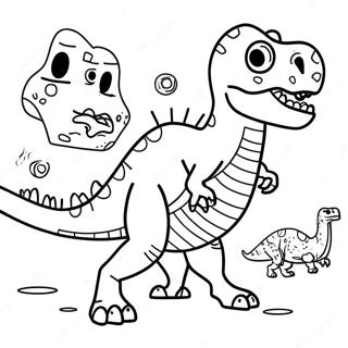 Färgläggningssida med dinosauriefossil | Dinosauriefossil målarbild