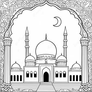 Islamisk Moské Färgläggningssida | Islamisk målarbild