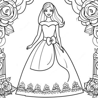 Bröllopsbarbie i en Vacker Klänning Målarbild | Bröllops Barbie målarbild
