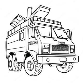 Polis Swat-lastbil i aktion målarbild | Swat Lastbil målarbild