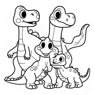 Vänlig dinosauriefamilj målarbild | Dino Ranch målarbild