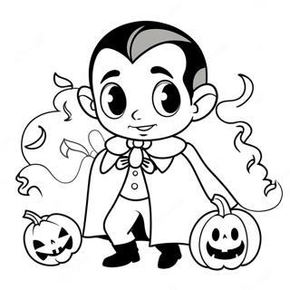 Söt Dracula med en pumpa färgläggningssida | Dracula målarbild