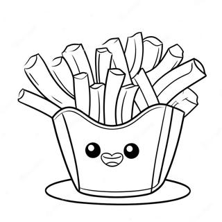 Söta tecknade pommes frites färgläggningssida | Pommes frites målarbild