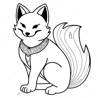 Kitsune Färgläggningssida | Kitsune målarbild