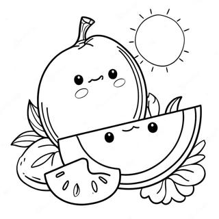 Solig och Melon Färgläggningssida | Solig och Melon målarbild
